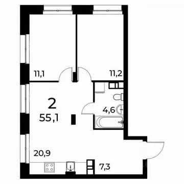 2-к кв. Нижегородская область, Нижний Новгород Березовский мкр,  (55.1 ...