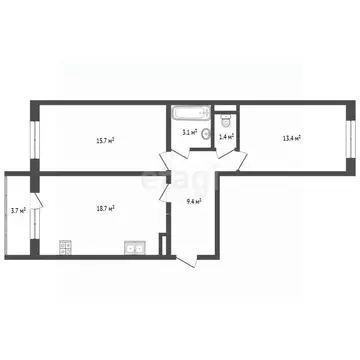 2-к кв. Мордовия, Саранск ул. Косарева, 109 (61.5 м)