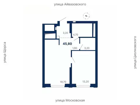 1-к кв. Свердловская область, Екатеринбург ул. Московская, 247А (45.8 ...