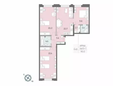3-комнатная квартира: Санкт-Петербург, улица Дыбенко, 3 (90 м)