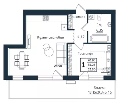1-к кв. Калининградская область, Янтарный пгт Янтарные Сезоны жилой ...