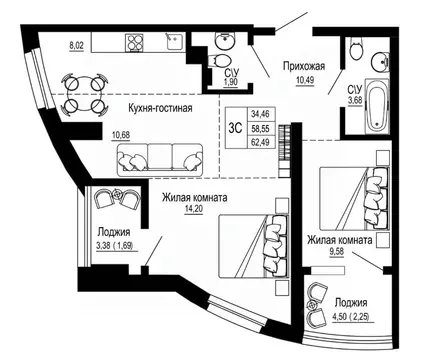 3-к кв. Ростовская область, Ростов-на-Дону Привокзальная ул., 3/1 ...