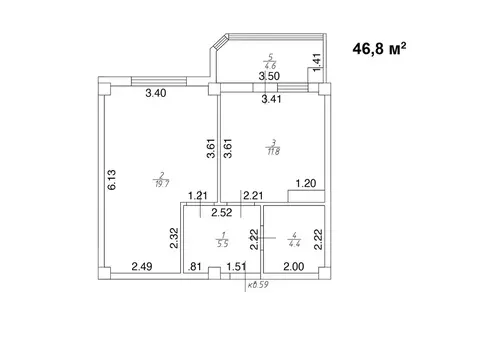 1-комнатная квартира: Ессентуки, улица Шмидта, 80/2с (46.8 м)