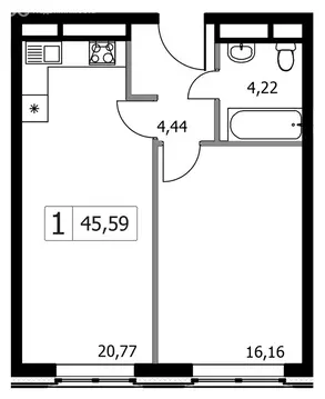 1-комнатная квартира: Москва, НАО, район Внуково, жилой комплекс ...