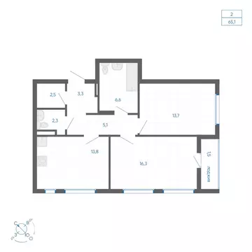 2-к кв. Свердловская область, Екатеринбург ул. Вильгельма де Геннина, ...
