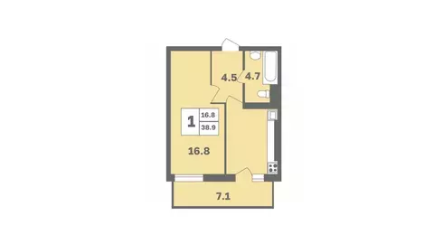 1-к кв. Башкортостан, Уфа Дагестанская ул., лит12 (38.9 м)