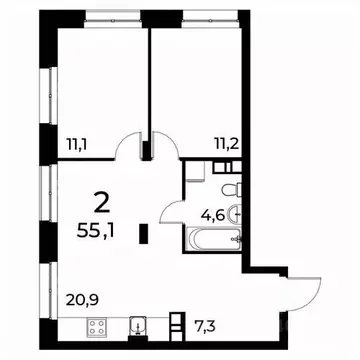 2-к кв. Нижегородская область, Нижний Новгород Березовский мкр,  (55.1 ...