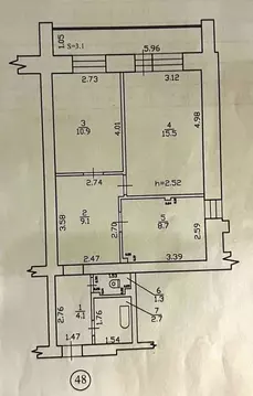 2-к кв. Брянская область, Брянск пер. Литвинова, 3А (55.4 м)