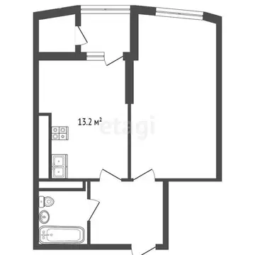 1-комнатная квартира: Белгород, Кирпичная улица, 65Б (47.6 м)