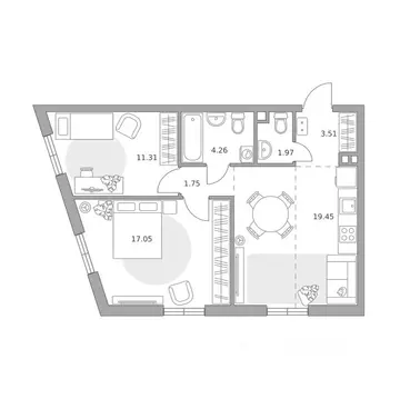 2-к кв. Москва 2-й Грайвороновский проезд (59.3 м)
