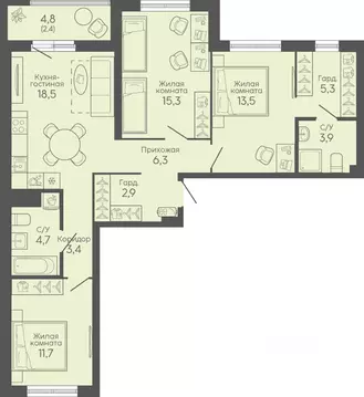 3-к кв. Свердловская область, Екатеринбург Новокольцовский мкр, ...