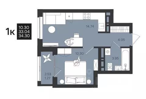 1-к кв. Пермский край, Пермь ул. Космонавта Беляева, 31А (34.3 м)