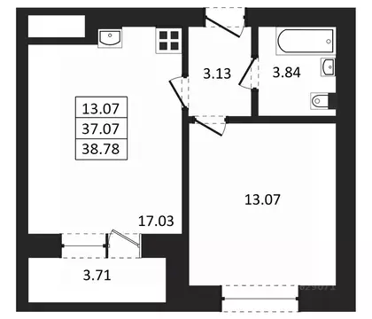 1-к кв. Татарстан, Лаишевский район, с. Сокуры ул. Березовая, 3 (38.78 ...
