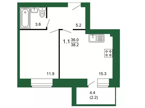 1-к кв. Вологодская область, Вологда Осановский проезд, 33 (38.3 м)
