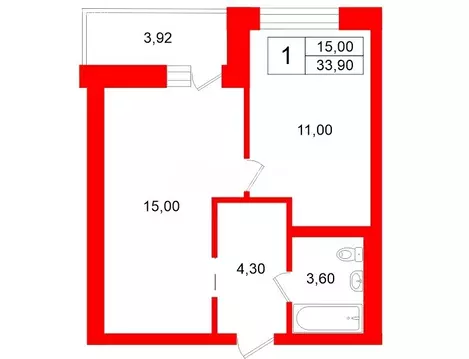1-комнатная квартира: Мурино, улица Шоссе в Лаврики, 72к1 (34.9 м)