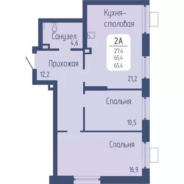 2-к кв. Красноярский край, Красноярск Свободный просп. (65.4 м)