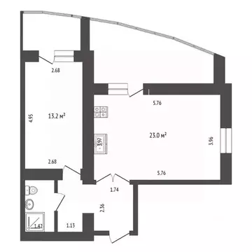 1-к кв. Челябинская область, Челябинск ул. Тухачевского, 14 (47.0 м)