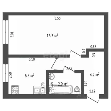 1-к кв. Башкортостан, Стерлитамак ул. Худайбердина, 117 (29.0 м)