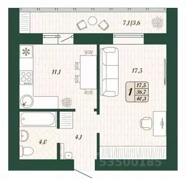 1-к кв. Самарская область, Волжский район, Смышляевка городское ...