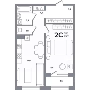 2-к кв. Новосибирская область, Новосибирск Беловежский мкр,  (53.5 м)