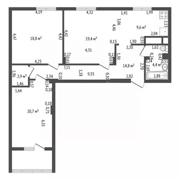 3-к кв. Башкортостан, Уфа Караидельская ул., 4 (90.0 м)