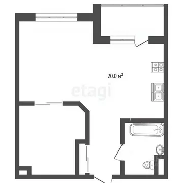 1-к кв. Омская область, Омск ул. А.Н. Кабанова, 2 (40.5 м)
