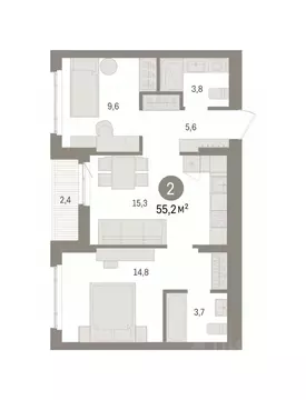 2-к кв. Свердловская область, Екатеринбург Сортировочный жилрайон, ...