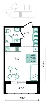 Студия Адыгея, Майкопский район, пос. Тульский ул. Заречная (25.98 м)