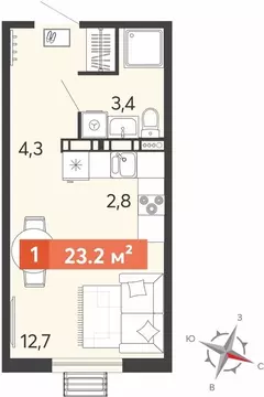 Квартира-студия: Нижнеломовский район, село Кривошеевка (23.2 м)