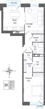 2-к кв. Московская область, Королев Первомайский мкр, Киноквартал ...