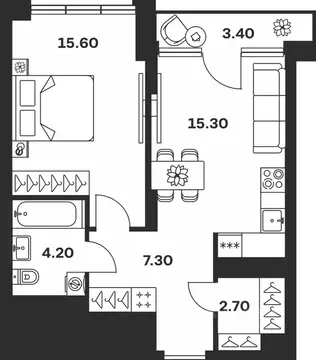 1-к кв. Тульская область, Тула ул. Фридриха Энгельса, 62 (48.5 м)