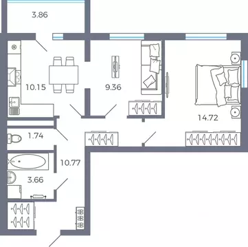 2-к кв. Самарская область, Волжский район, Черноречье с/пос, с. ...