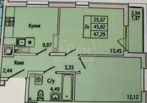 2-комнатная квартира: Батайск, улица Ушинского, 29Ак2 (46 м)