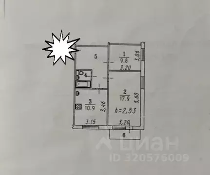 2-к кв. Омская область, Омск Волочаевская ул., 13Г (52.6 м)
