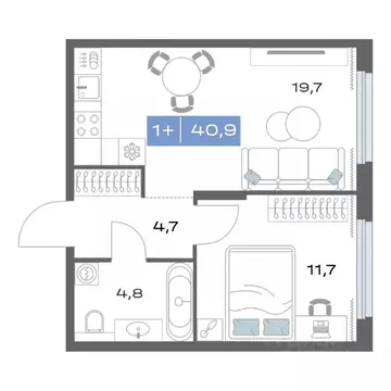 1-к кв. Свердловская область, Екатеринбург ул. Академика Парина, 11с1 ...
