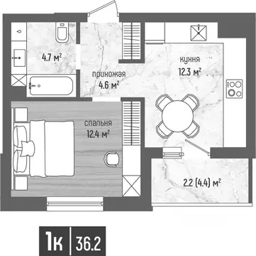 1-к кв. Калининградская область, Пионерский Морена жилой комплекс ...