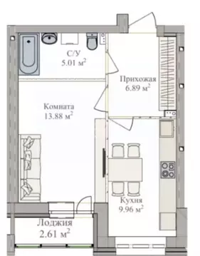 1-к кв. Пермский край, Краснокамск ул. Карла Маркса, 26 (37.05 м)