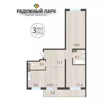 3-к кв. Иркутская область, Иркутск ул. Костычева (75.5 м)
