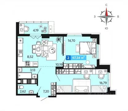 2-к кв. Пензенская область, Пензенский район, Засечный сельсовет, с. ...