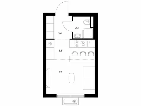 Квартира-студия: Боброво, ЖК Восточное Бутово, 48 (20.7 м)