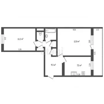 2-к кв. Вологодская область, Череповец просп. Победы, 132 (49.0 м)