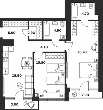 2-к кв. Тульская область, Тула ул. Фридриха Энгельса, 62 (87.4 м)