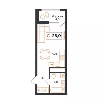 1-к кв. Тюменская область, Тюмень UNO жилой комплекс (28.0 м)