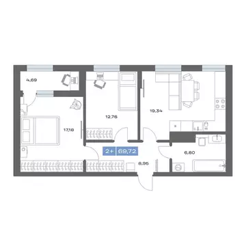 2-к кв. Тюменская область, Тобольск пер. Радищева, 17 (69.72 м)