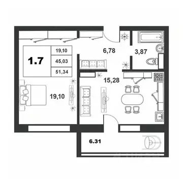 1-к кв. Новгородская область, Великий Новгород ул. Якова Павлова, 15 ...