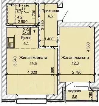 2-к кв. Алтайский край, Барнаул ул. Анатолия (40.4 м)