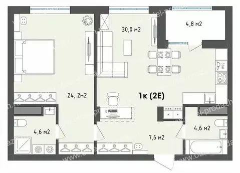 1-к кв. Воронежская область, Воронеж бул. Содружества, 1 (73.4 м)