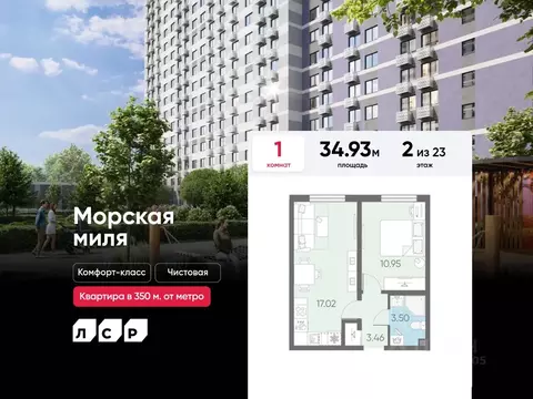 1-к кв. Санкт-Петербург Морская миля жилой комплекс (34.93 м)