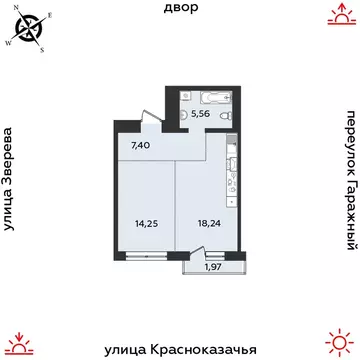 1-к кв. Иркутская область, Иркутск Гео жилой комплекс (47.42 м)