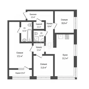 3-к кв. Тюменская область, Тюмень ДОК мкр, ул. Воронинская, 41 (86.9 ...